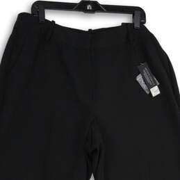 NWT Womens Black Flat Front Slash Pocket Wide Leg Trouser Pants Size 18R