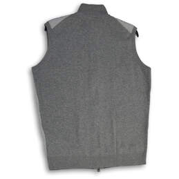 Mens Gray Sleeveless Mock Neck Knitted Full Zip Sweater Vest Size Medium alternative image