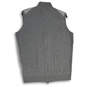 Mens Gray Sleeveless Mock Neck Knitted Full Zip Sweater Vest Size Medium image number 2