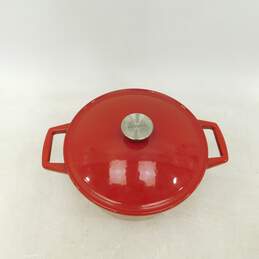 AKS Artisanal Kitchen Supply Red Enamel Cast Iron Dutch Oven Cooking Pot W/ Lid alternative image