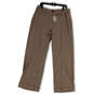 NWT Womens Brown Plaid Flat Front Pockets Straight Leg Dress Pants Size 14 image number 1
