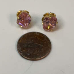 Designer Kate Spade Gold-Tone Pink Crystal Stone Fashionable Stud Earrings alternative image