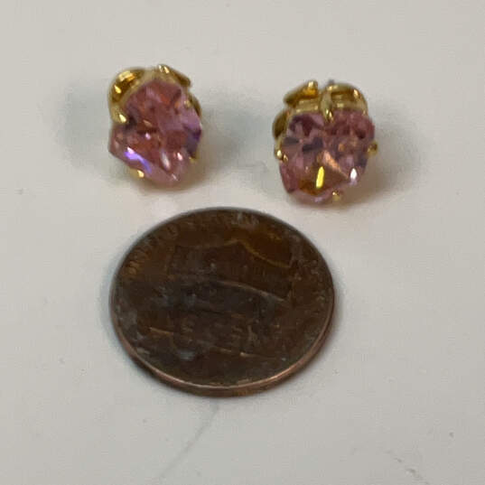 Designer Kate Spade Gold-Tone Pink Crystal Stone Fashionable Stud Earrings image number 2