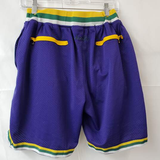 Vintage Just Don Utah Jazz 1993-94 Purple/Yellow NBA Basketball Shorts M image number 2