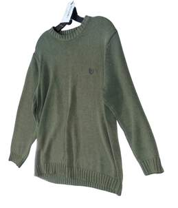 Mens Green Long Sleeve Crew Neck Knitted Pullover Sweater Size Medium