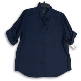NWT Mens Blue Pointed Collar Roll Tab Sleeve Button-Up Shirt Size X-Large
