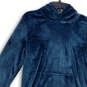 Womens Blue Kangaroo Pockets Hooded One-Piece Sleepwear Lounger Sz S/M image number 3