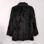Womens Black Faux Fur Long Sleeve Collared Button Front Jacket Size Medium image number 2