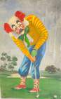 Original Art La Costa Golfing Clown Vintage Oil on Canvas Artwork Signed Jane image number 5