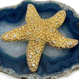 Designer Swarovski Gold-Tone Rhinestone Fashionable Starfish Brooch Pin