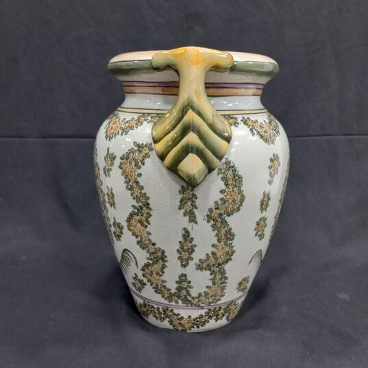 Chinese Hand-Painted Greek Style Porcelain 2 Handle Vase image number 2