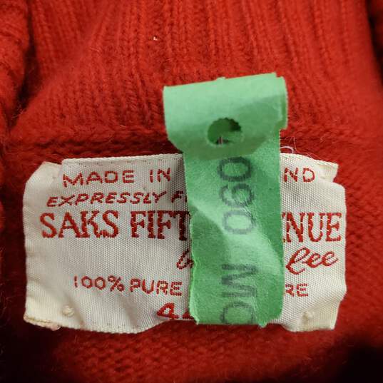 Saks Fifth Avenue Women Red Sweater Sz 44 image number 3