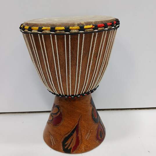 Djembe Wooden Carved Design Hand Drum image number 1