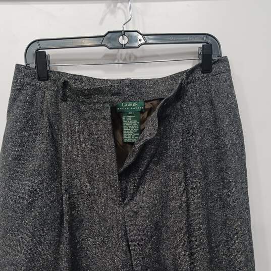 Vintage Lauren Ralph Lauren Women's Dark Gray Lambswool Tweed Pants Size 12 image number 3