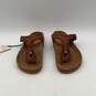 Myra Womens Brown Leather Crockler Western Hand-Tooled Thong Sandals Size 10 image number 3