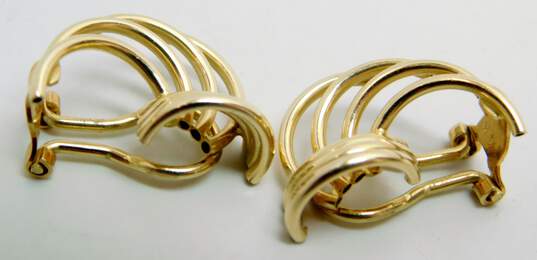 14k Yellow Gold Abstract Sculptural Clip On Earrings 2.8g image number 4