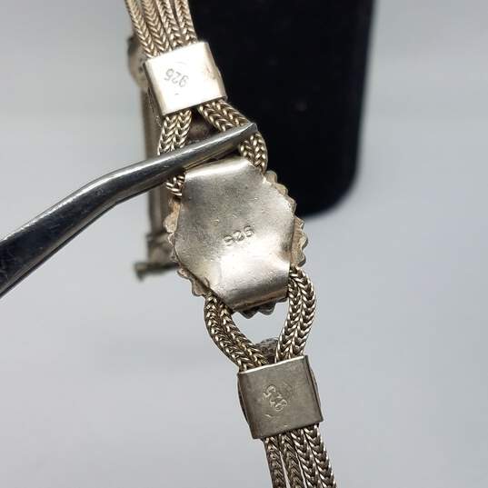 Sterling Silver Onyx Inlay 4 Strands 7 1/2" Bracelet 21.7g image number 5