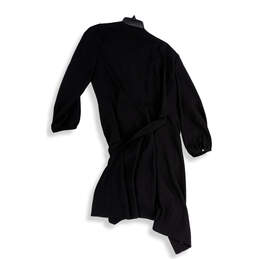 NWT Womens Black Long Sleeve Surplice Neck Tie Waist Wrap Dress Size 12 alternative image