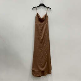 NWT Womens Bronze Spaghetti Strap Back Zip Casual Long Maxi Dress Size 8