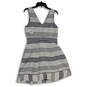 NWT Womens White Blue Striped V-Neck Sleeveless Fit & Flare Dress Size 8 image number 2