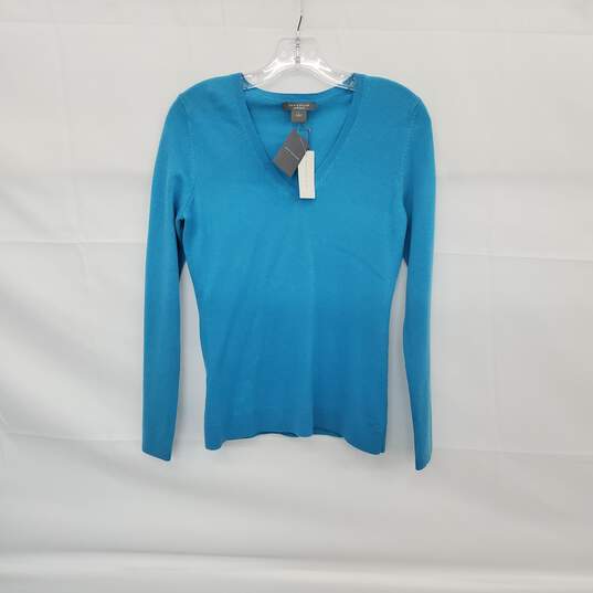 Ann Taylor Turquoise Cashmere Pullover Top WM Size S NWT image number 1