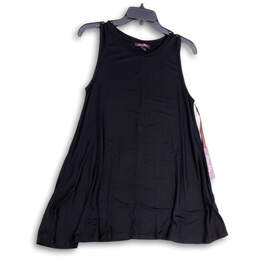 NWT Womens Black Sleeveless Round Neck Knee Length A-Line Dress Size Small