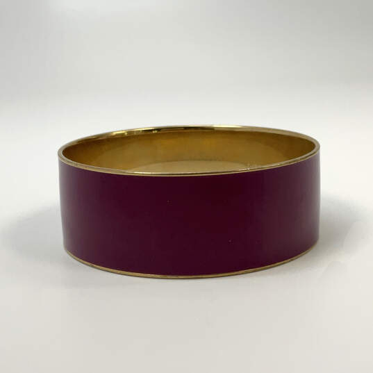 Designer J. Crew Gold-Tone Purple Enamel Round Shape Bangle Bracelet image number 1