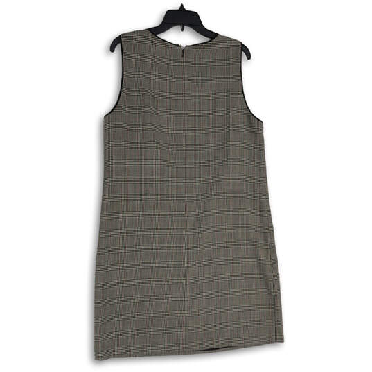 Womens Multicolor Plaid Sleeve Cutout Pocket Back Zip Shift Dress Size 12 image number 2