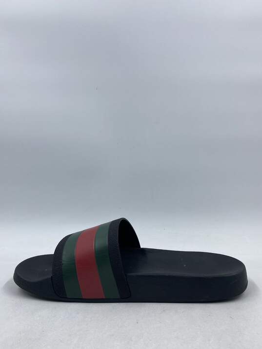 Authentic Gucci Black Striped Rubber Slides M 9 image number 2