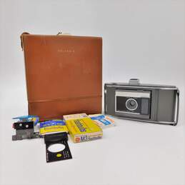 Vintage 1960 Polaroid Folding Land Camera Model 566 Original Leather Case With accessories