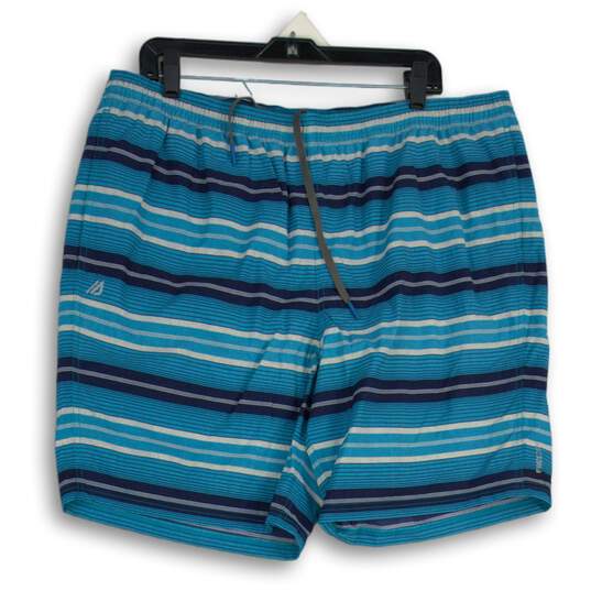 Eddie Bauer Mens Blue Striped Elastic Waist Slash Pocket Swim Shorts Size XL image number 1