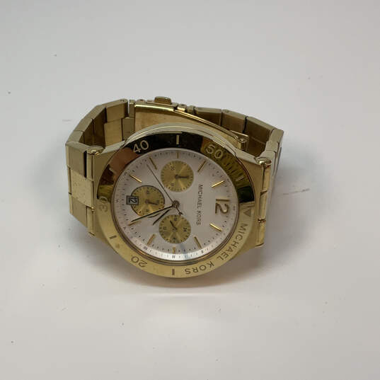 Designer Michael Kors Wyatt MK-5933 Gold-Tone Round Dial Analog Wristwatch image number 1