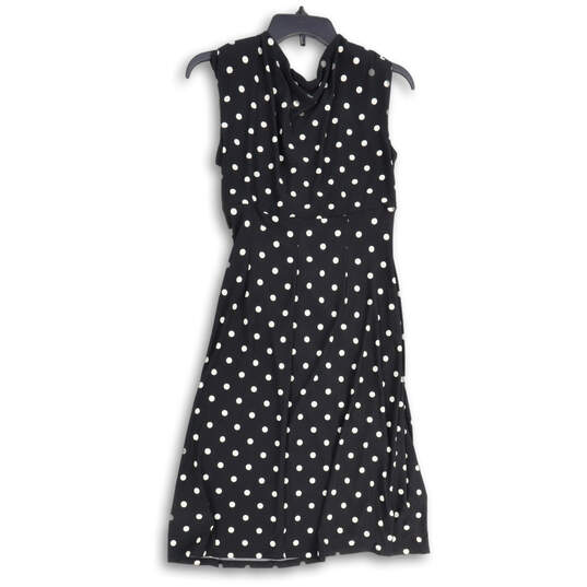 Womens White Black Polka Dot Pleated Sleeveless Ruched Shift Dress Size 6 image number 2