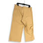 Womens Tan Elastic Waist Flat Front Wide-Leg Cropped Pants Size Large image number 2