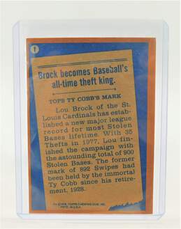 1978 HOF Lou Brock Topps '77 Record Breaker St Louis Cardinals alternative image