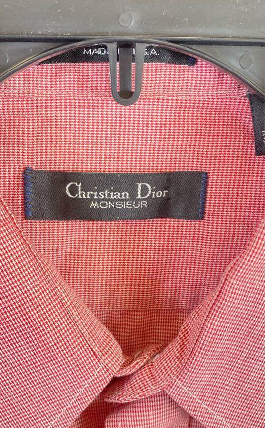 Christian Dior Men Red Houndstooth Button Down Shirt XL image number 3