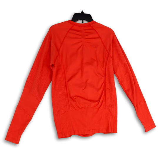 Womens Red 1/4 Zip Thumb Hole Long Sleeve Pullover Activewear Top Size XL image number 2