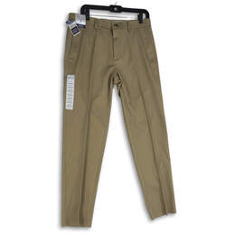NWT Mens Khaki Flat Front Slash Pocket Straight Fit Chino Pants Size 32x32