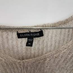 Eileen Fisher Beige V-Neck Linen Cotton Blend Fishnet Sweater Size Medium alternative image