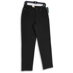 NWT Womens Black Denim Dark Wash 5 Pocket Design Straight Leg Jeans Size 8