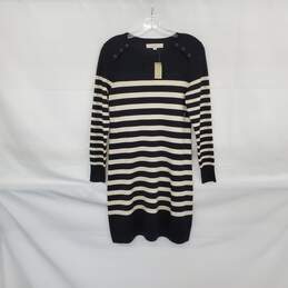 LOFT Petites Black & White Stripe Knit Midi Sweater Dress WM Size SP NWT
