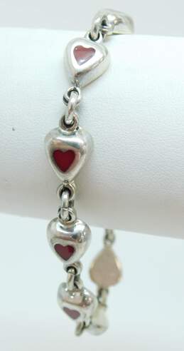 Artisan Sterling Silver Red Enamel Heart Jewelry 30.8g alternative image