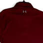 Mens Red Spread Collar Short Sleeve Side Slit Polo Shirt Size Medium image number 4