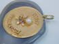 Vintage 14K Yellow Gold Floral Pearl Happy Anniversary Disc Charm Pendant 3.3g image number 1