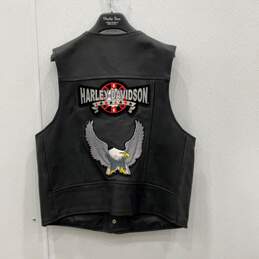 Pro Rider Mens Black Leather Sleeveless Snap Front Motorcycle Vest Size 48 alternative image