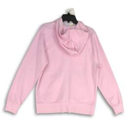 Womens Pink Long Raglan Sleeve Pockets Drawstring Full Zip Hoodie Size M alternative image