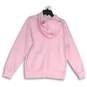 Womens Pink Long Raglan Sleeve Pockets Drawstring Full Zip Hoodie Size M image number 2