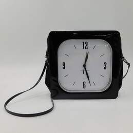 Vintage 90s Accoutrements Black Patent Leather Square Clock Purse Working
