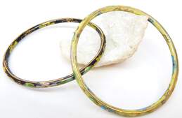(7) Vintage Colorful Enamel Cloissone Bangle Bracelets 80.2g alternative image