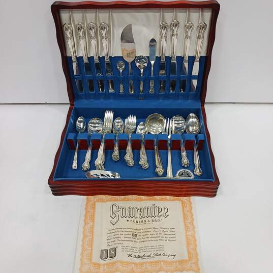 61 Piece Silver-Plated Flatware in Wooded Case image number 1